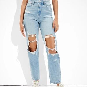 American Eagle Outfitters Ripped Light Blue Boyfriend Jeans